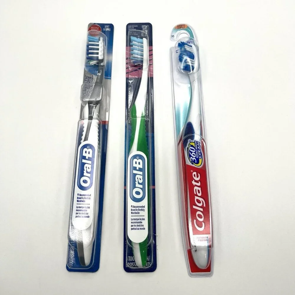 Oral-B & Colgate Soft Toothbrush Bundle Professional Dental Care Lot Of 3 NEW
